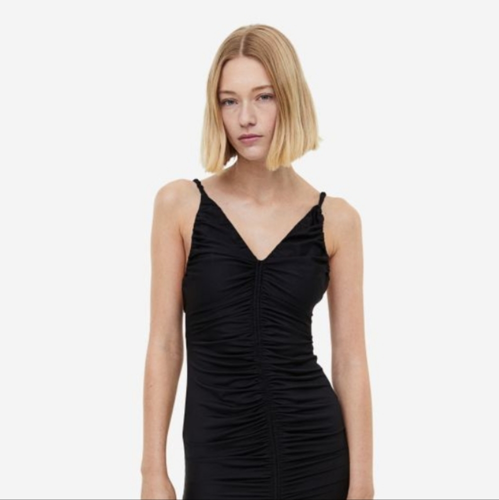 Ruched strappy summer dress